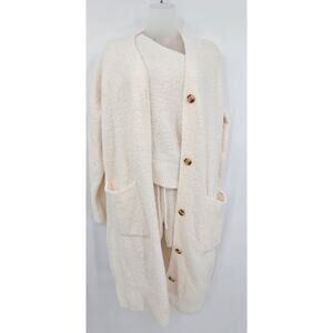 Victoria's Secret Women's XS/S Cream 3 Piece Top/Shorts/Sweater Pajama Set